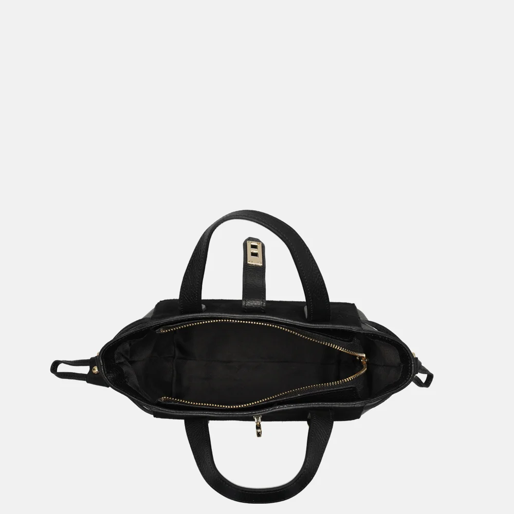 Charm London handtas suede/leer zwart bij Duifhuizen