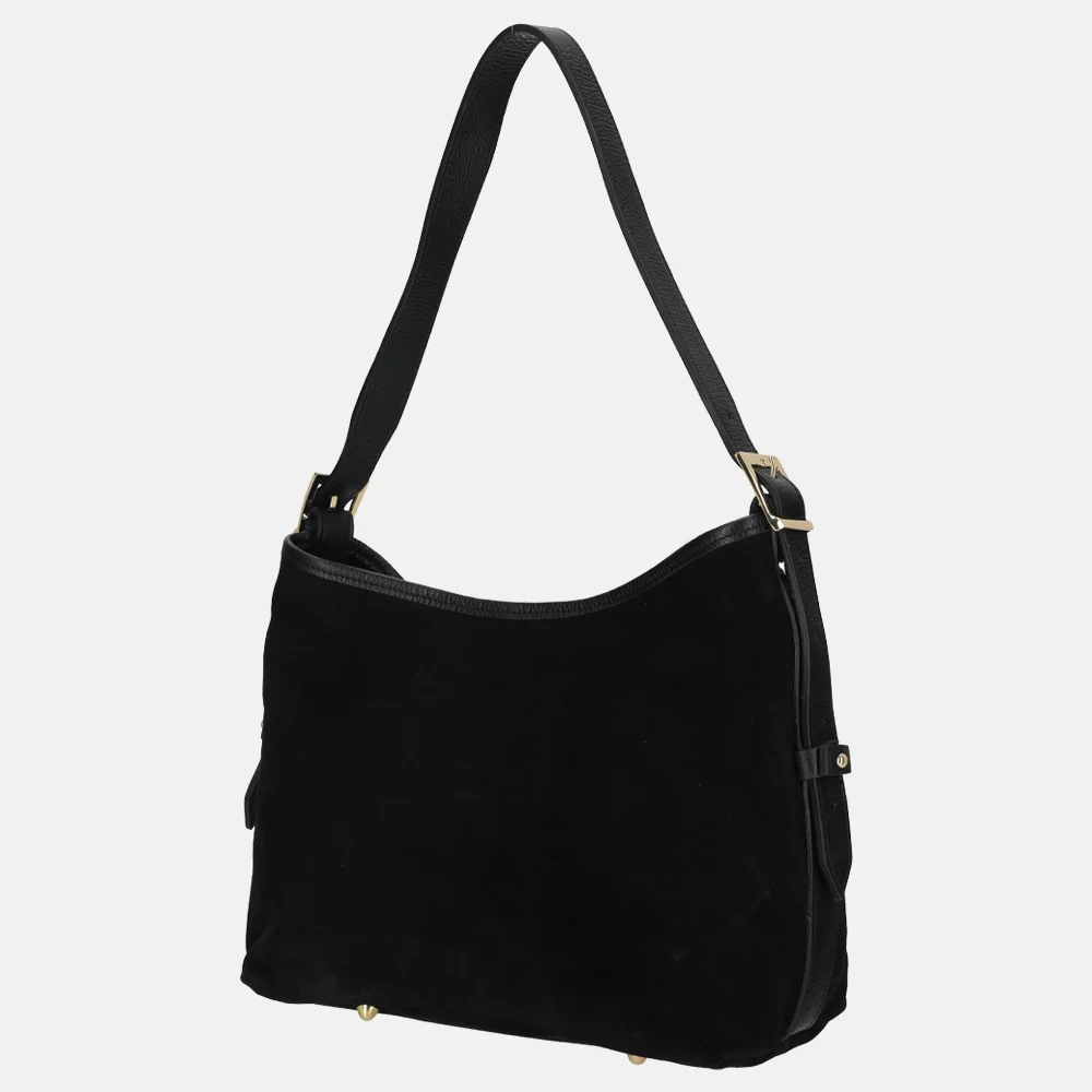 Charm London buideltas suede M zwart bij Duifhuizen