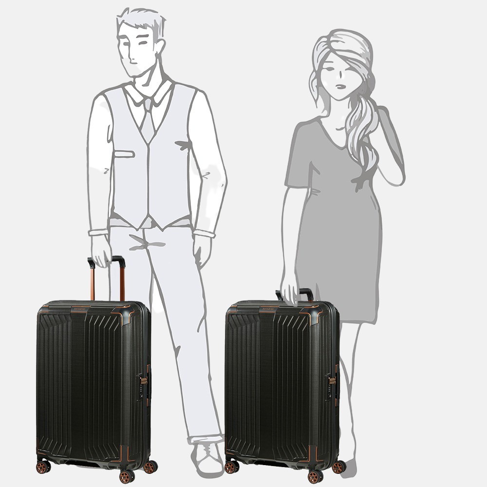 Samsonite Lite-Box spinner 69 cm black copper bij Duifhuizen