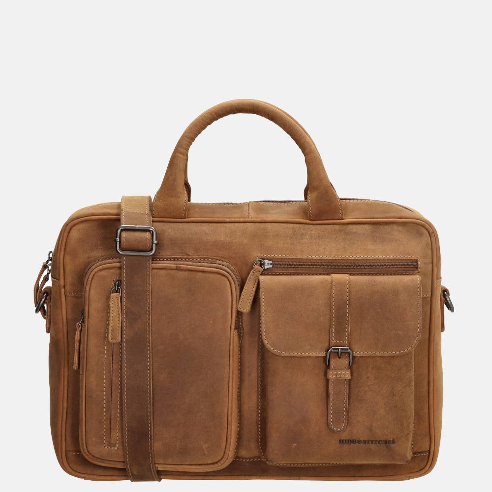 Hide & Stitches laptoptas 15.6 inch brown