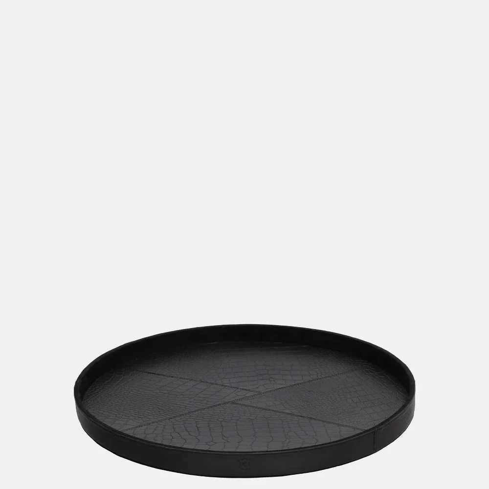 Chamada leren dienblad rond croco M black bij Duifhuizen
