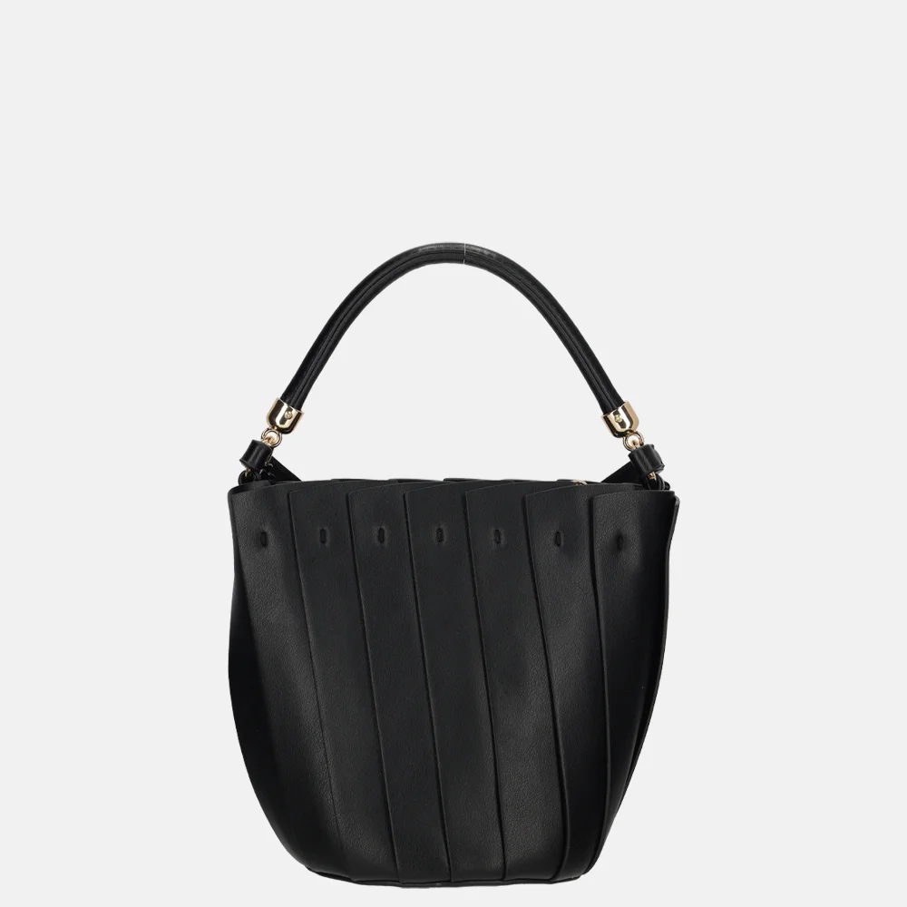 Firenze plissé bucket handtas black bij Duifhuizen