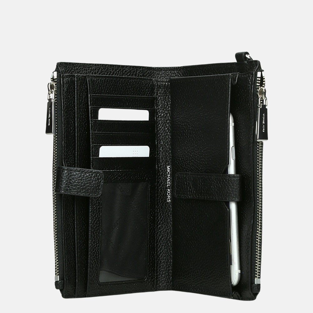 Michael Kors Jet Set Double Zip Wristlet portemonnee black bij Duifhuizen