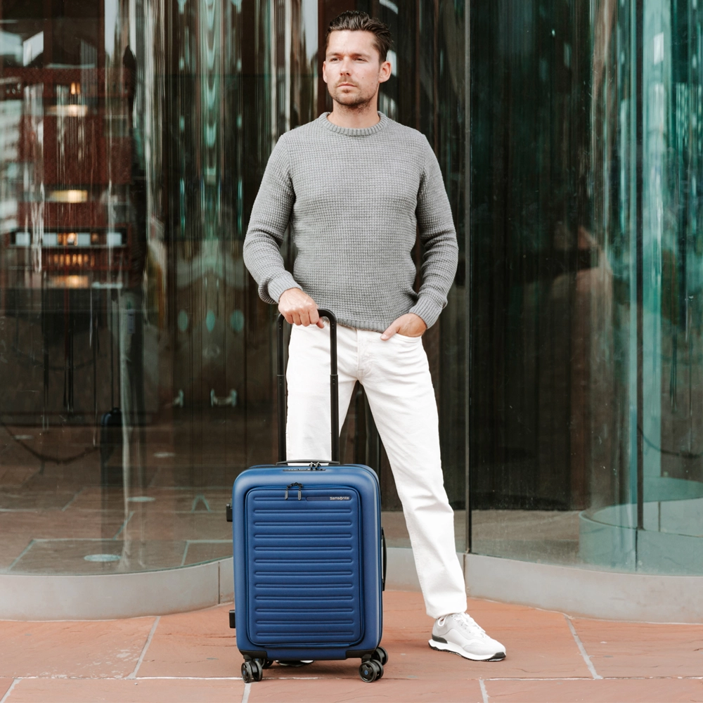 Samsonite StackD handbagage spinner 55 cm petrol bij Duifhuizen