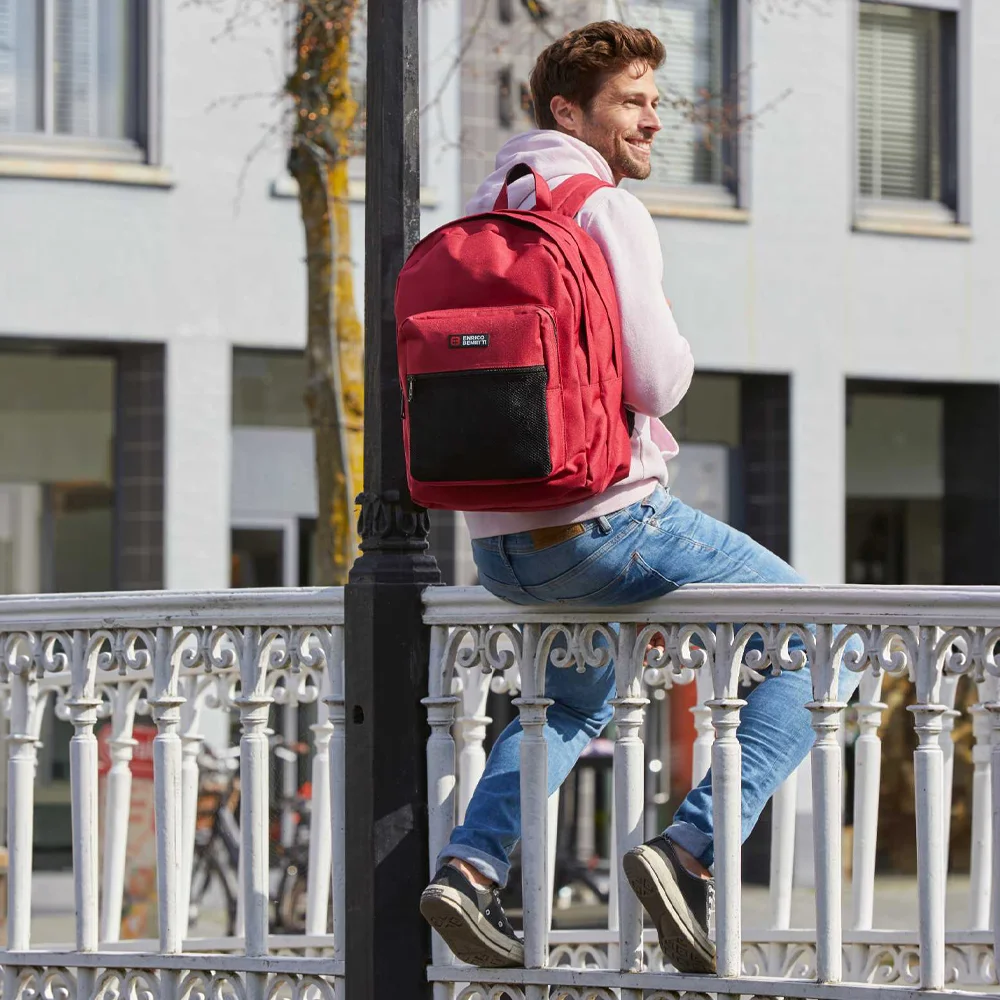 Enrico Benetti Amsterdam rugzak 16 inch rood bij Duifhuizen