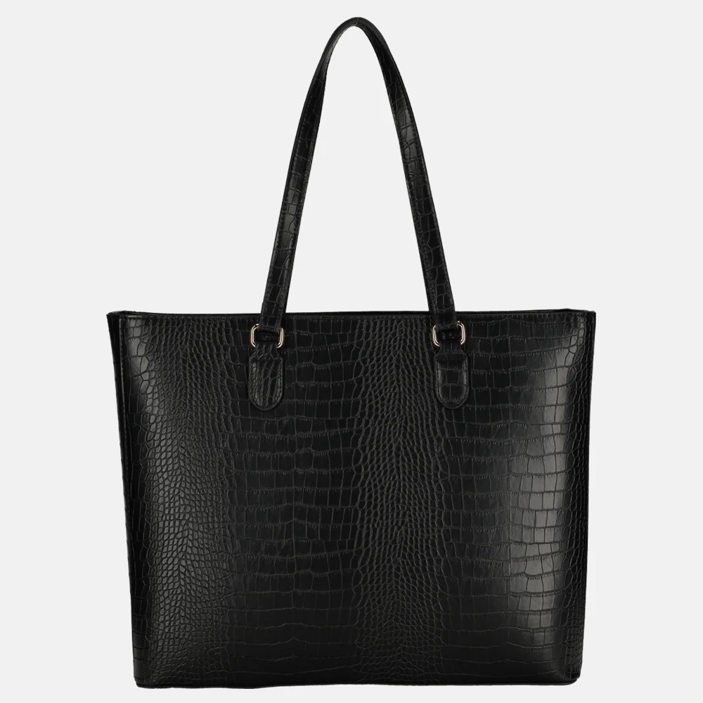 Duifhuizen croco shopper met laptopvak zwart bij Duifhuizen