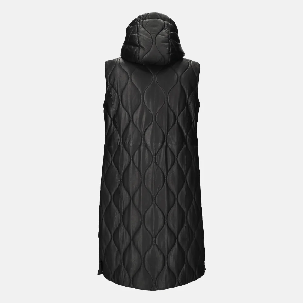 Dekkers Ledermode Julia bodywarmer lang zwart bij Duifhuizen