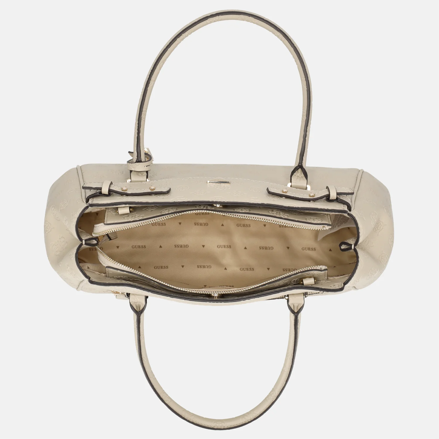 Guess Diana handtas light taupe logo bij Duifhuizen