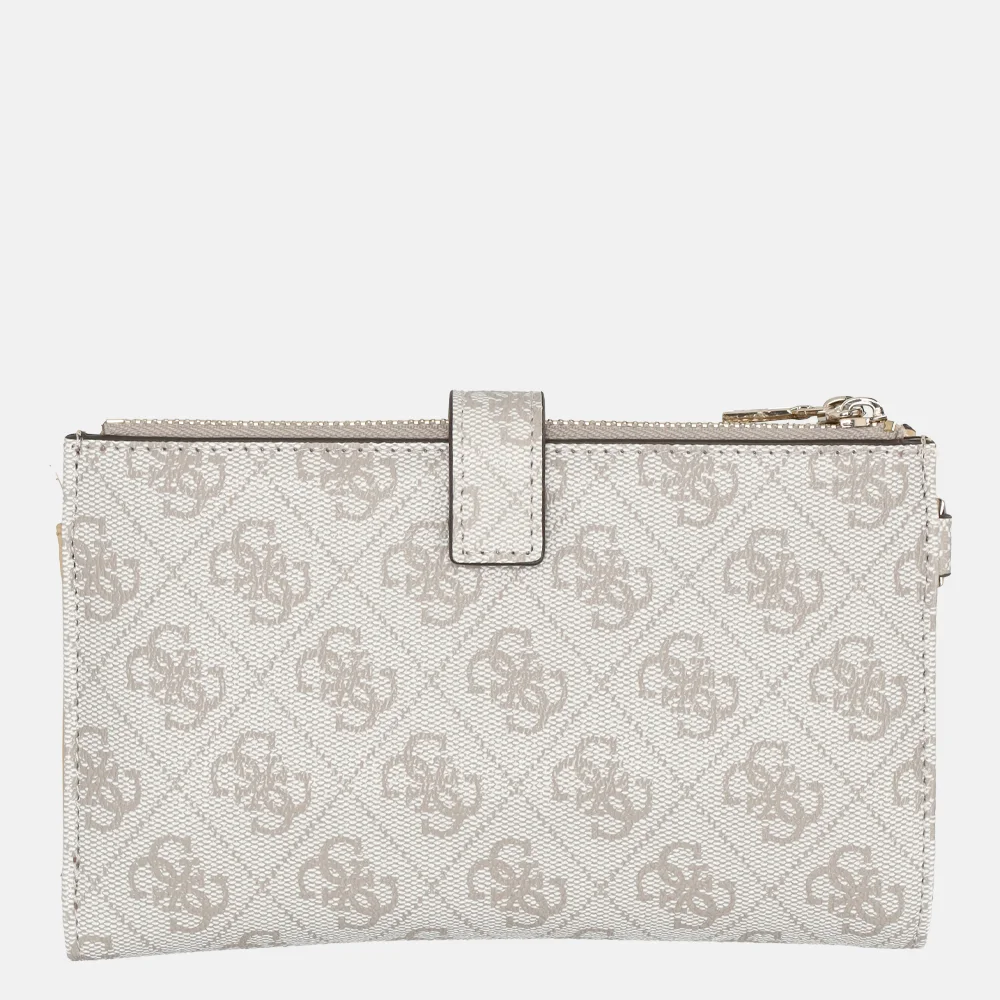 Guess Laurel II zip organizer portemonnee dark taupe logo bij Duifhuizen