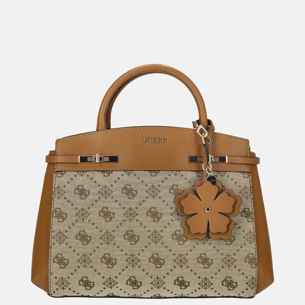 Guess Melinda satchel handtas latte logo bij Duifhuizen