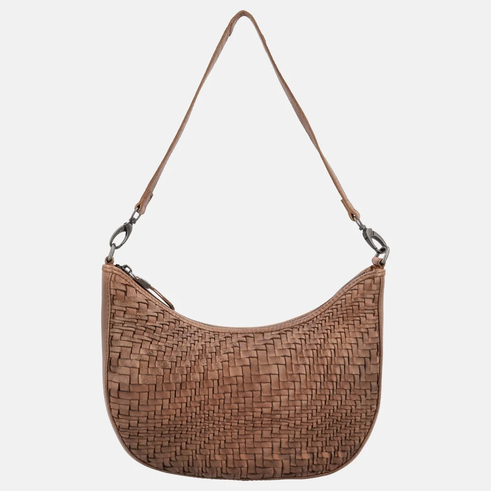 Hide & Stitches schoudertas vlechtwerk bruin bij Duifhuizen