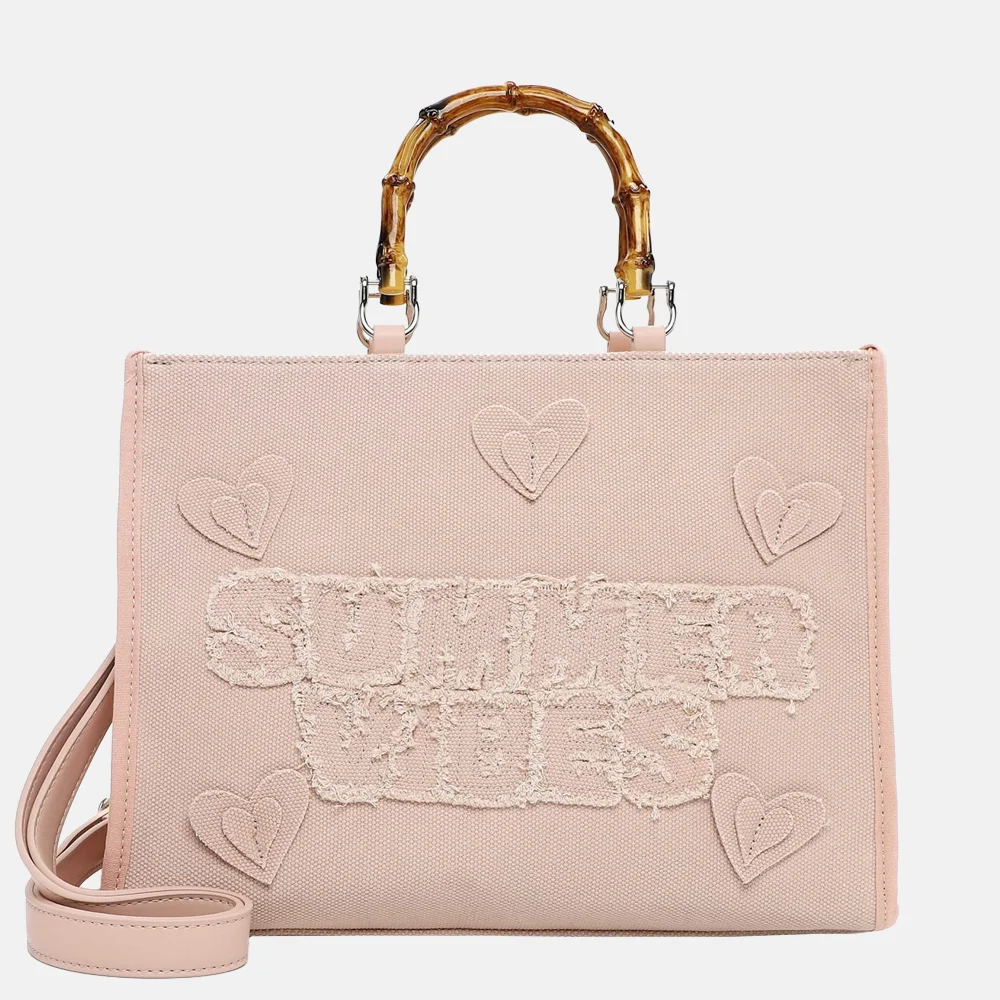 Emily & Noah Joelle summer vibes handtas canvas bambo light rose
