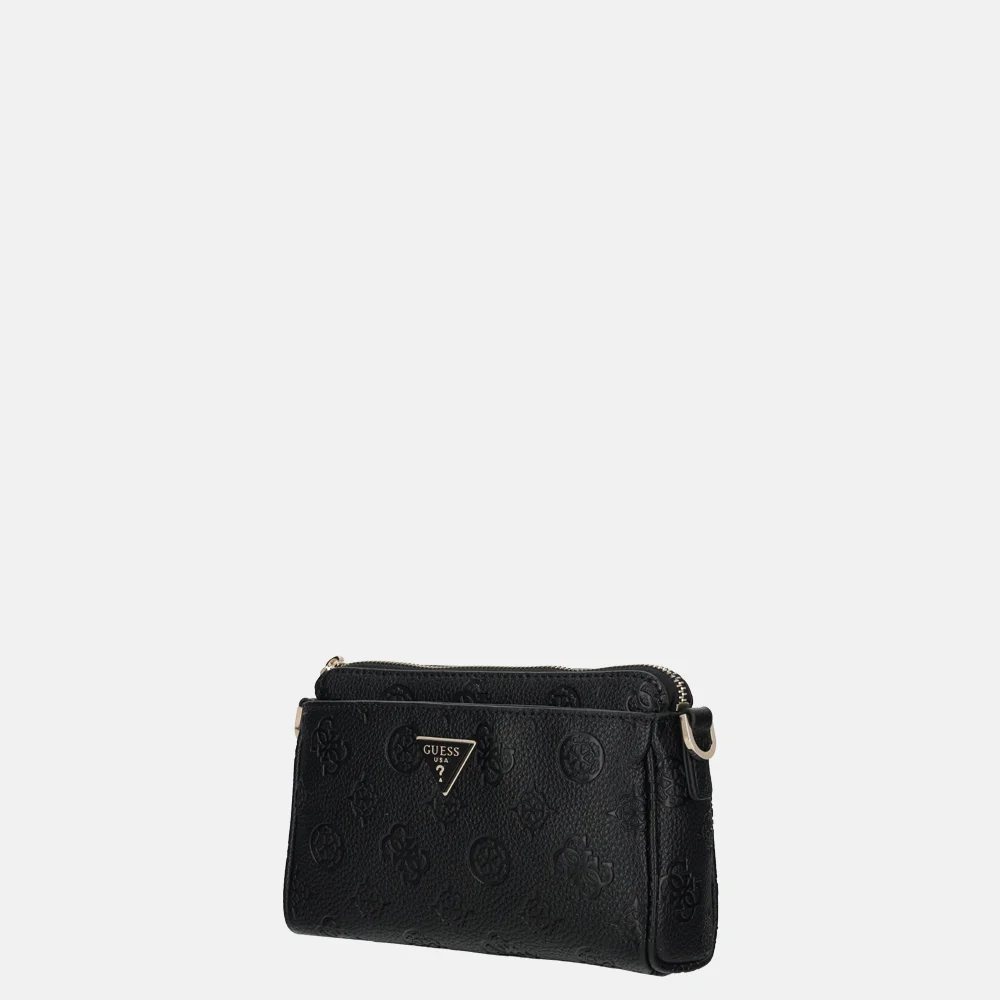 Guess Cresidia II mini crossbody top zipper Black Logo bij Duifhuizen