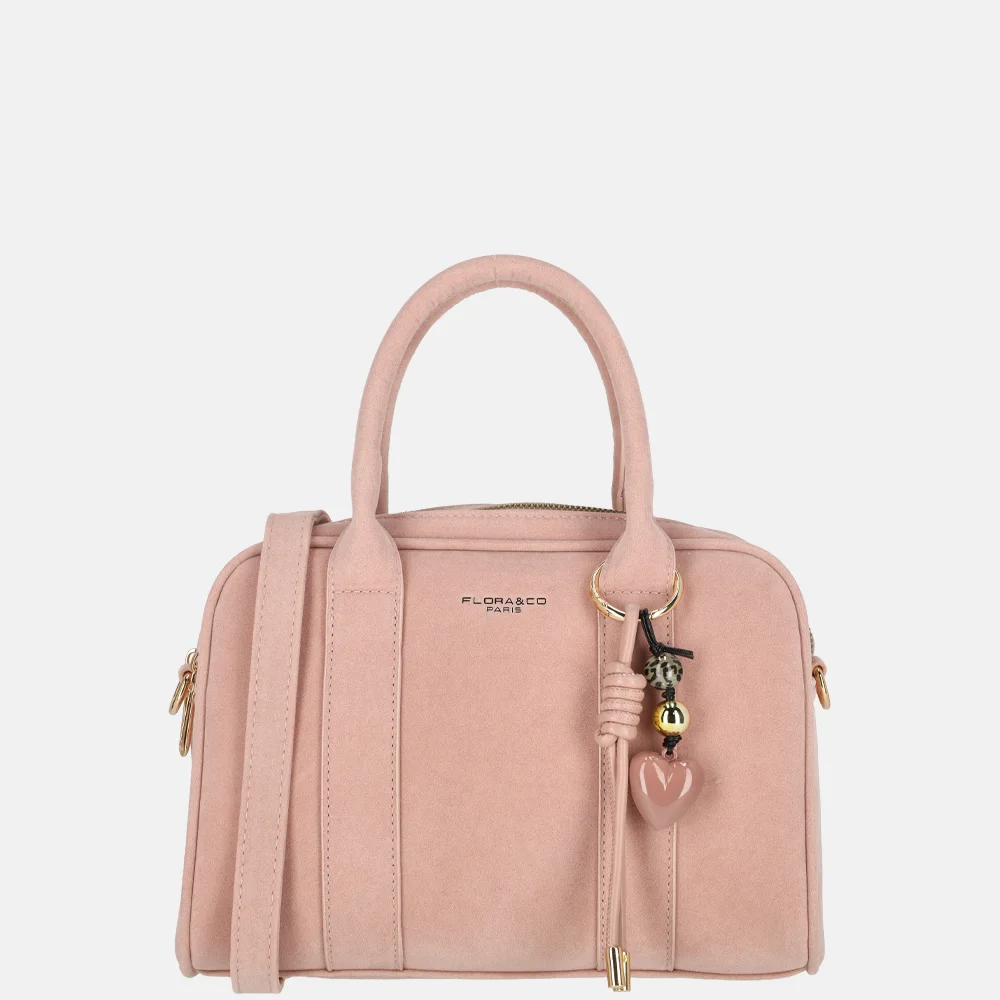 Flora & Co handtas bowling suedine pink