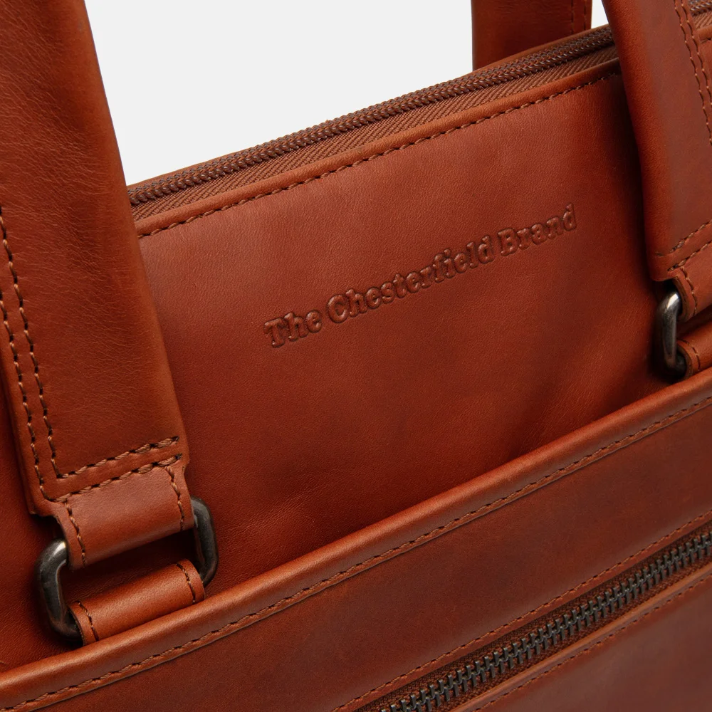 Chesterfield Elvas laptoptas 14 inch cognac bij Duifhuizen