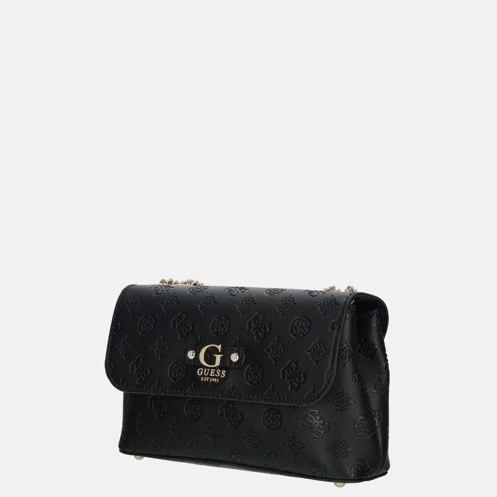 Guess Dita convertible flap crossbody tas Black Logo bij Duifhuizen