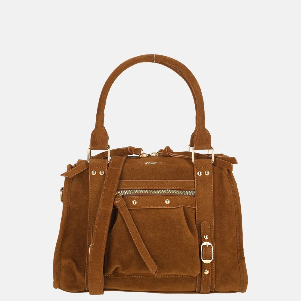 Flora & Co Suedine handtas camel bij Duifhuizen