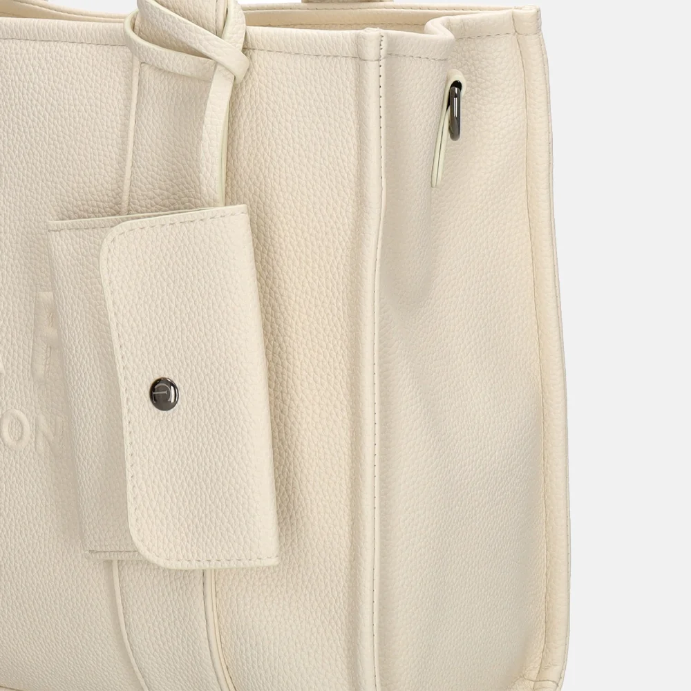 Charm London Debossed shopper M off white bij Duifhuizen
