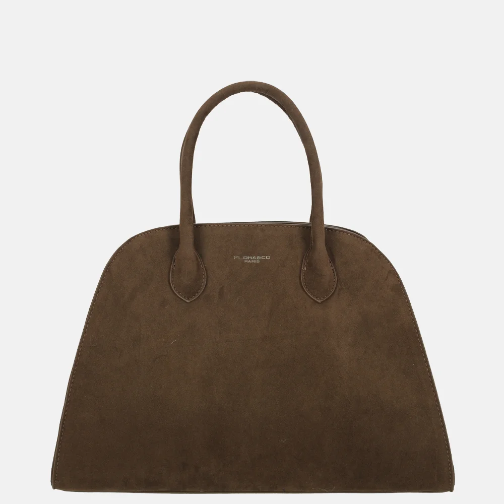 Flora & Co handtas M suedine chocolat bij Duifhuizen