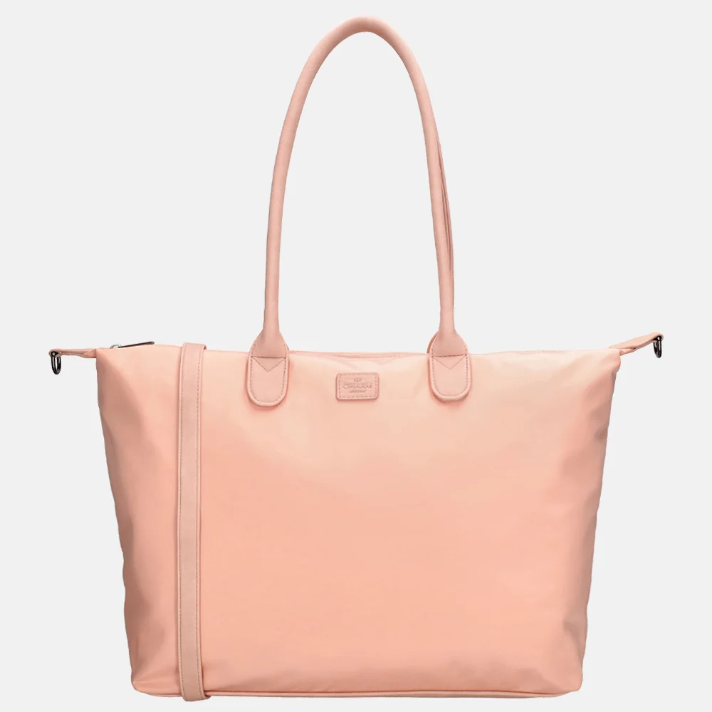 Charm London Buckingham Mono shopper met 15.6 inch laptopvak L lichtroze