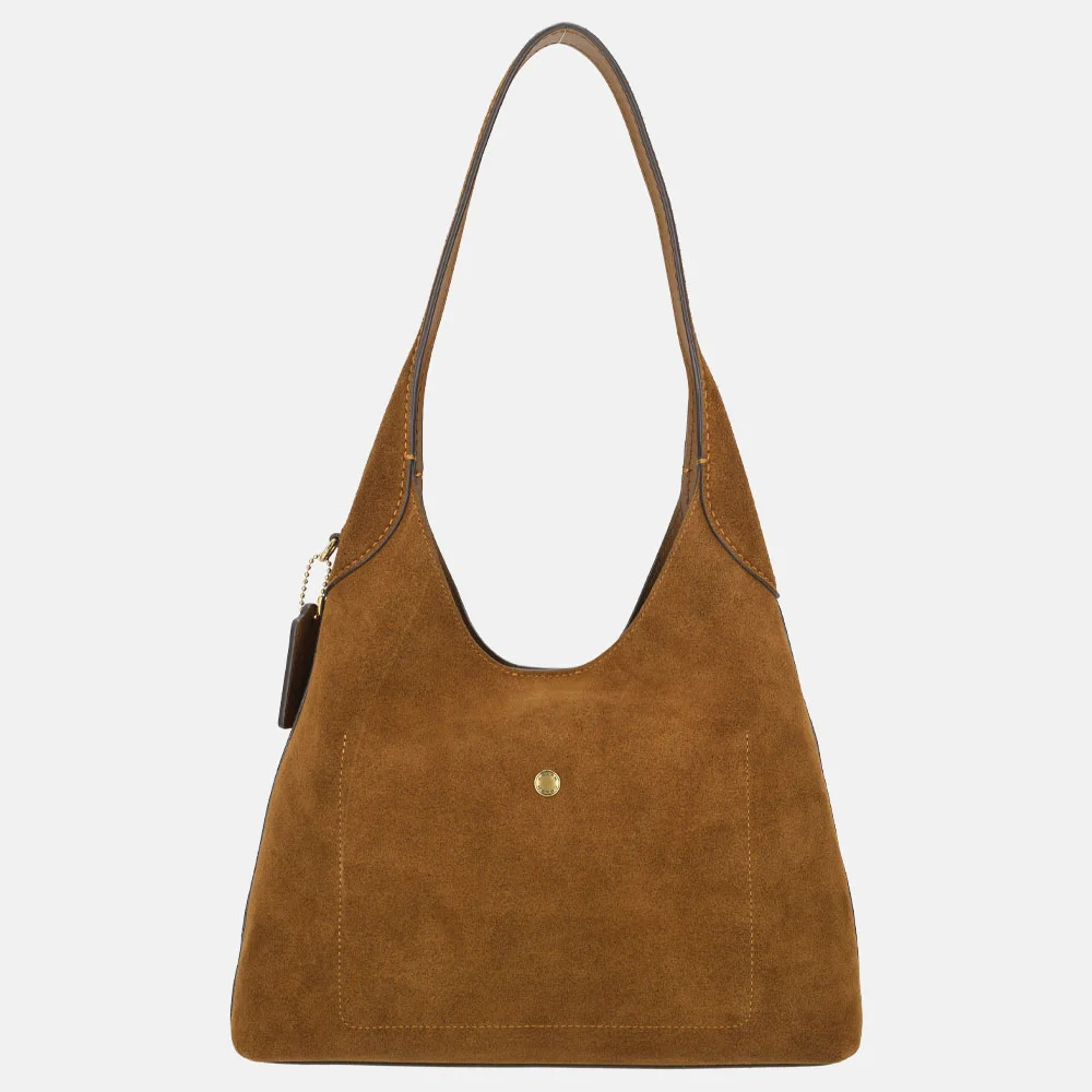 Coach Brooklyn suede buideltas 28' warm brown bij Duifhuizen