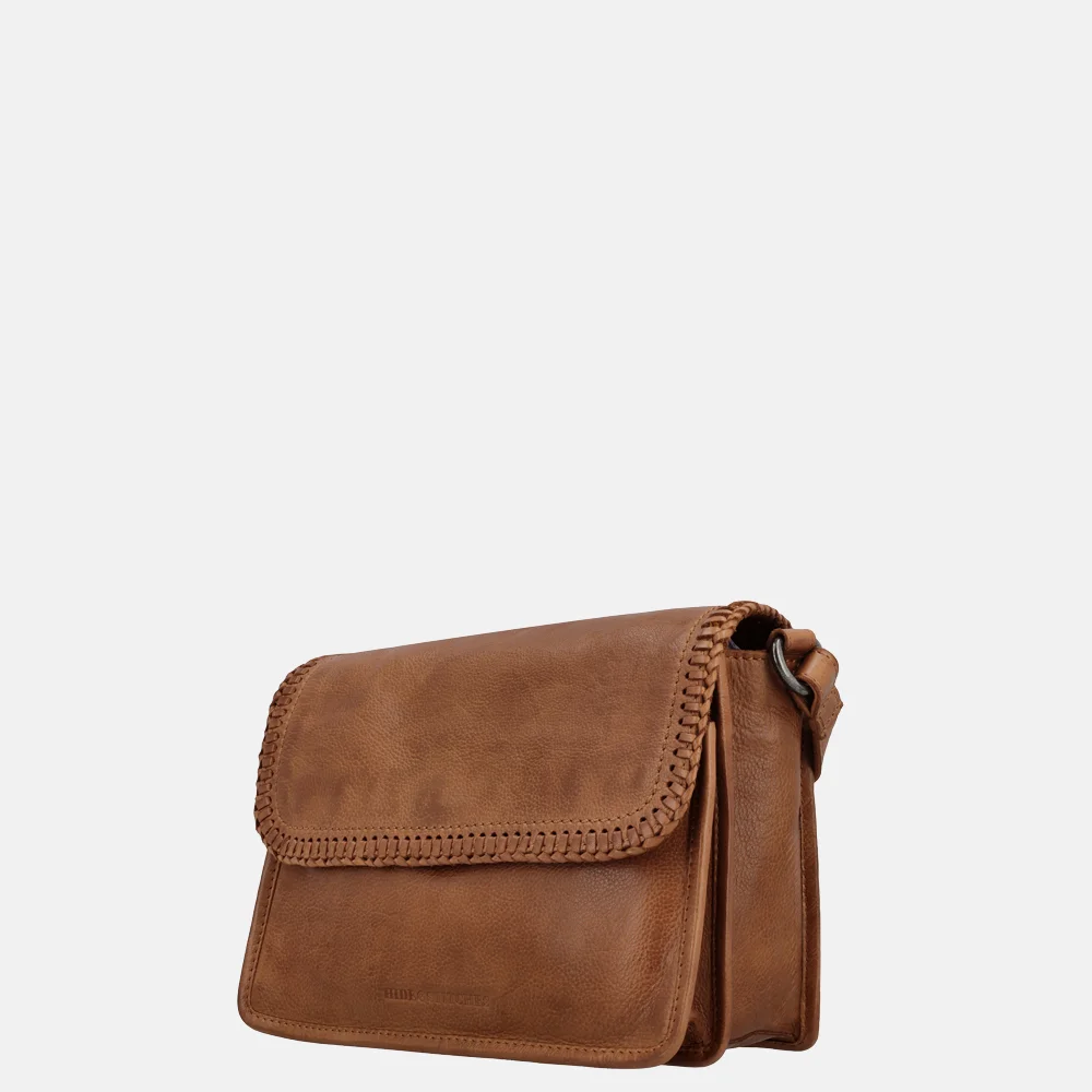Hide & Stitches Country crossbody tas overslag camel bij Duifhuizen
