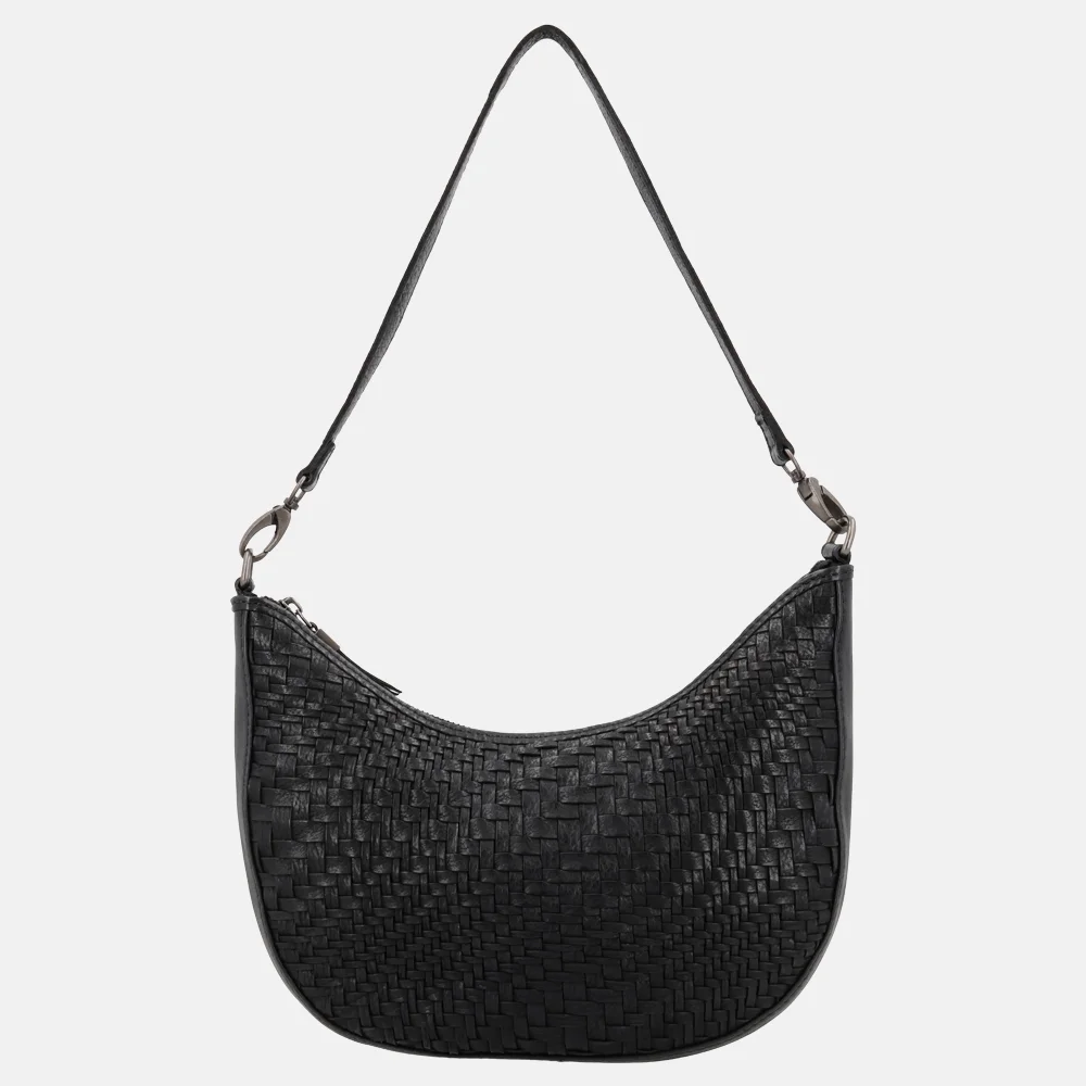 Hide & Stitches schoudertas vlechtwerk zwart bij Duifhuizen