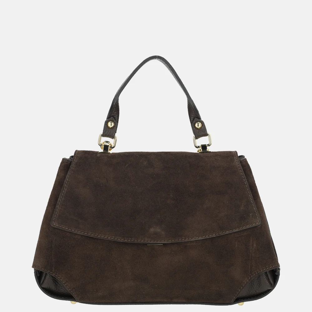 Charm London overslag handtas suede donkerbruin bij Duifhuizen