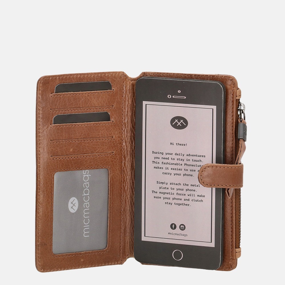 Micmacbags Porto portemonnee/telefoontasje brown bij Duifhuizen