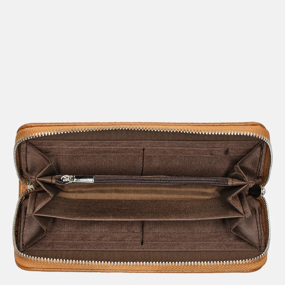 David Jones portemonnee L croco cognac bij Duifhuizen