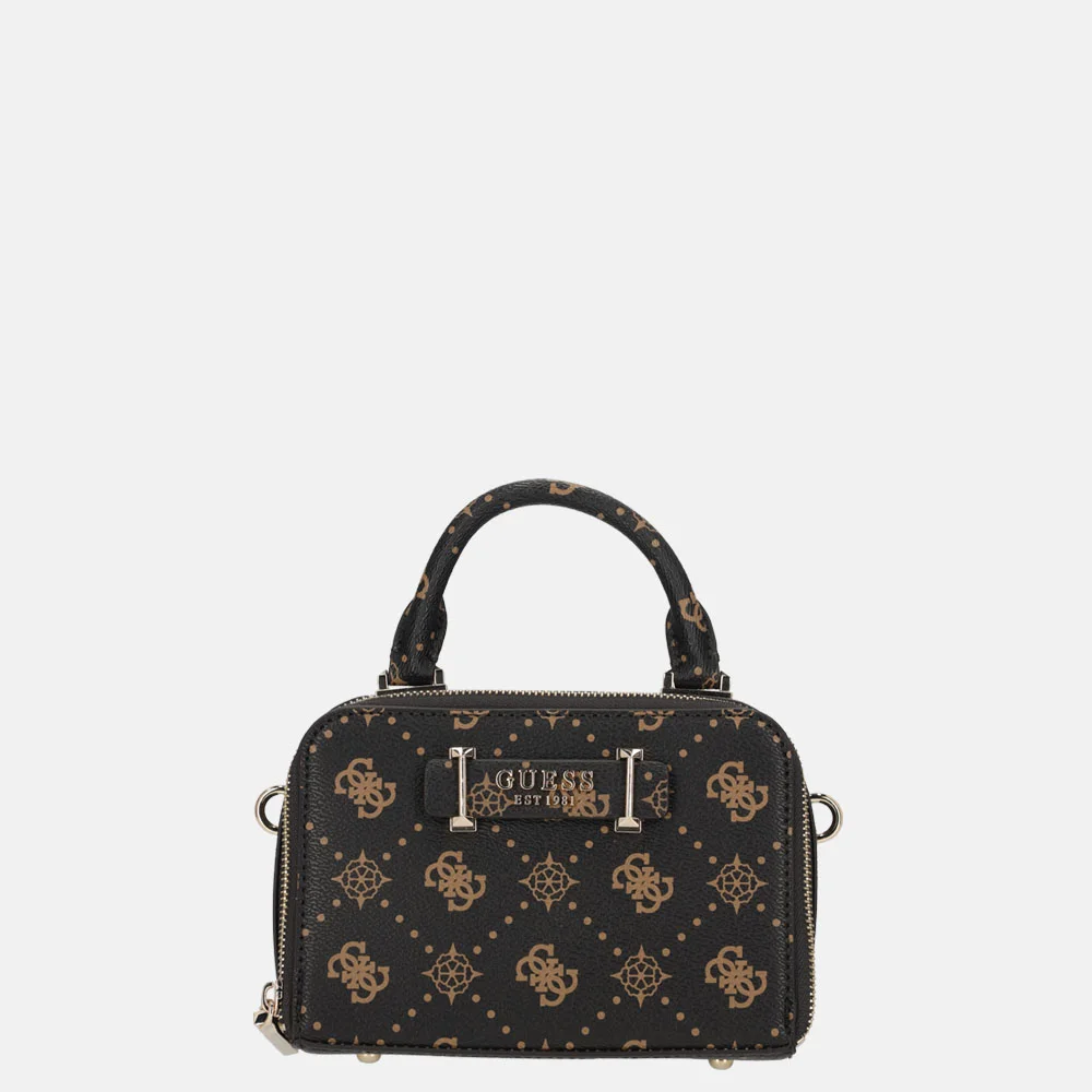 Guess Silia mini handtas espresso logo bij Duifhuizen