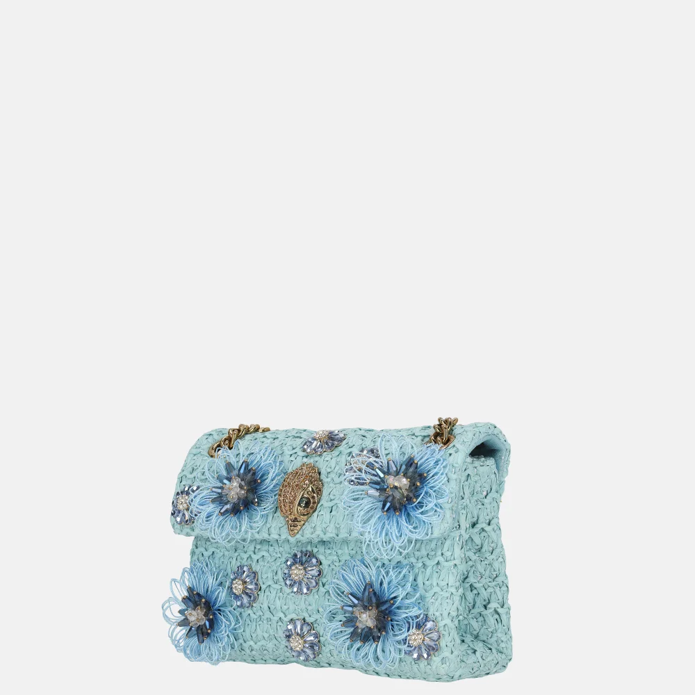 Kurt Geiger Kensington schoudertas raffia mini pale blue bij Duifhuizen
