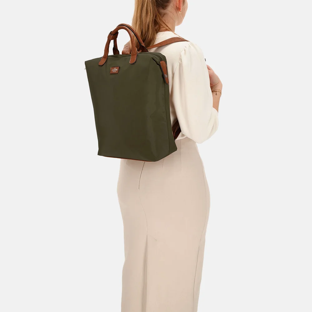 Charm London Buckingham laptoprugzak 14 inch olijfgroen bij Duifhuizen