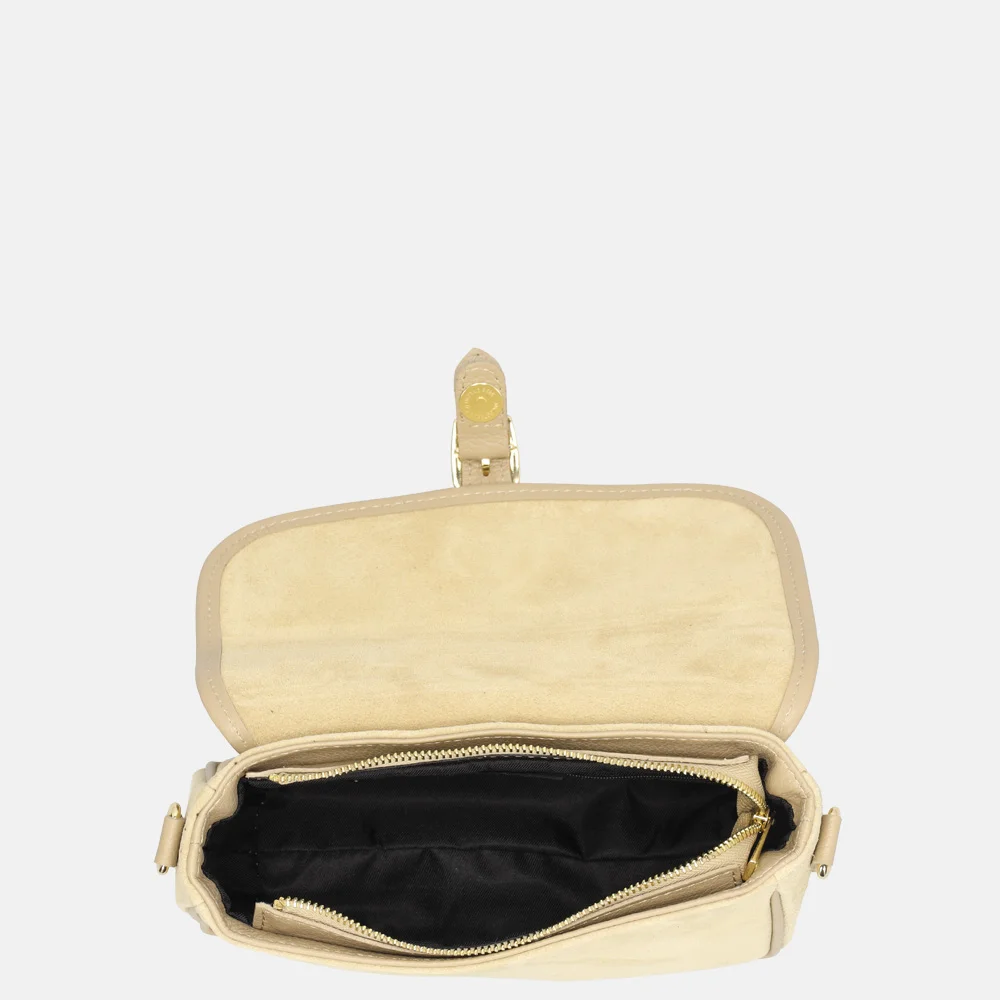 Charm London flap crossbody tas suede lichttaupe bij Duifhuizen