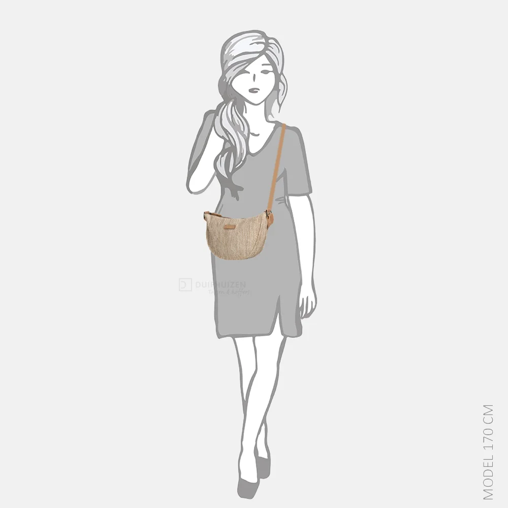 Enrico Benetti Raffia Banana crossbody tas misty rose bij Duifhuizen