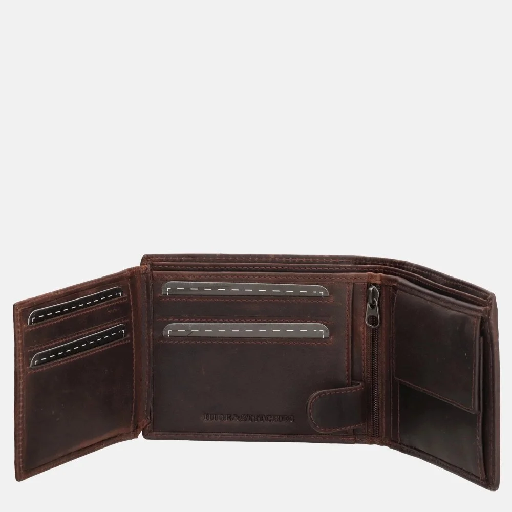Hide & Stitches Idaho billfold donkerbruin bij Duifhuizen