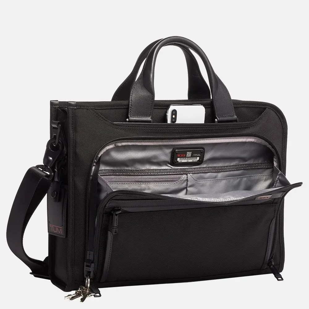 Tumi Alpha Slim Deluxe laptoptas black bij Duifhuizen