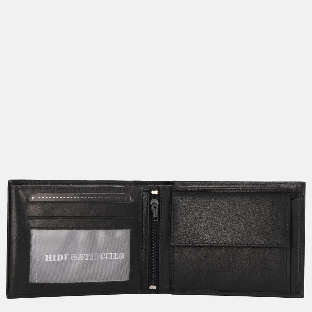 Hide & Stitches billfold zwart bij Duifhuizen