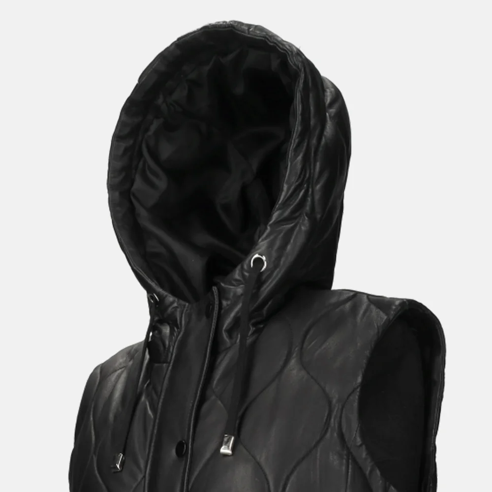 Dekkers Ledermode Julia bodywarmer lang zwart bij Duifhuizen