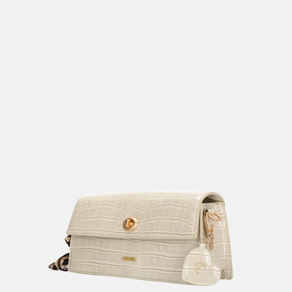 Charm London Knightsbridge schoudertas croco lak beige bij Duifhuizen