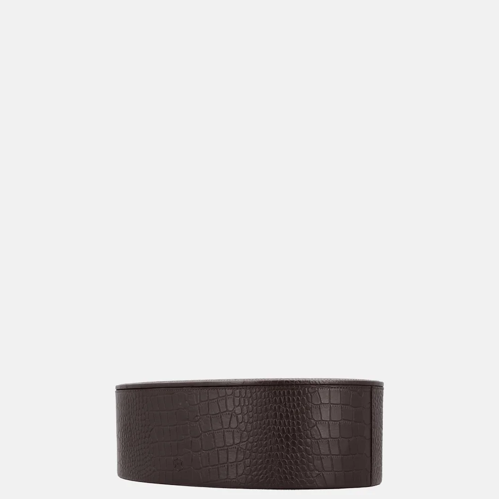 Chamada leren opbergbox ovaal croco large donkerbruin bij Duifhuizen