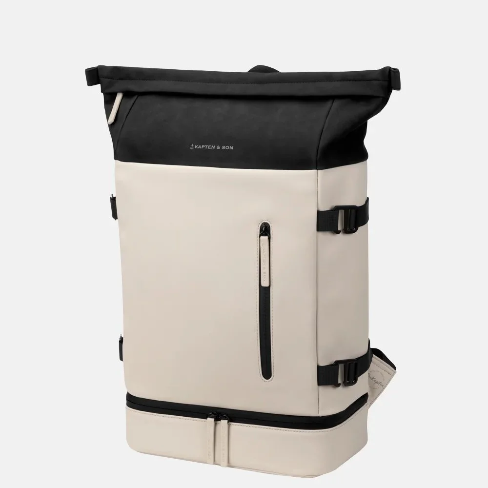 Kapten & Son Helsinki 17.3 inch rugzak cream/black bij Duifhuizen