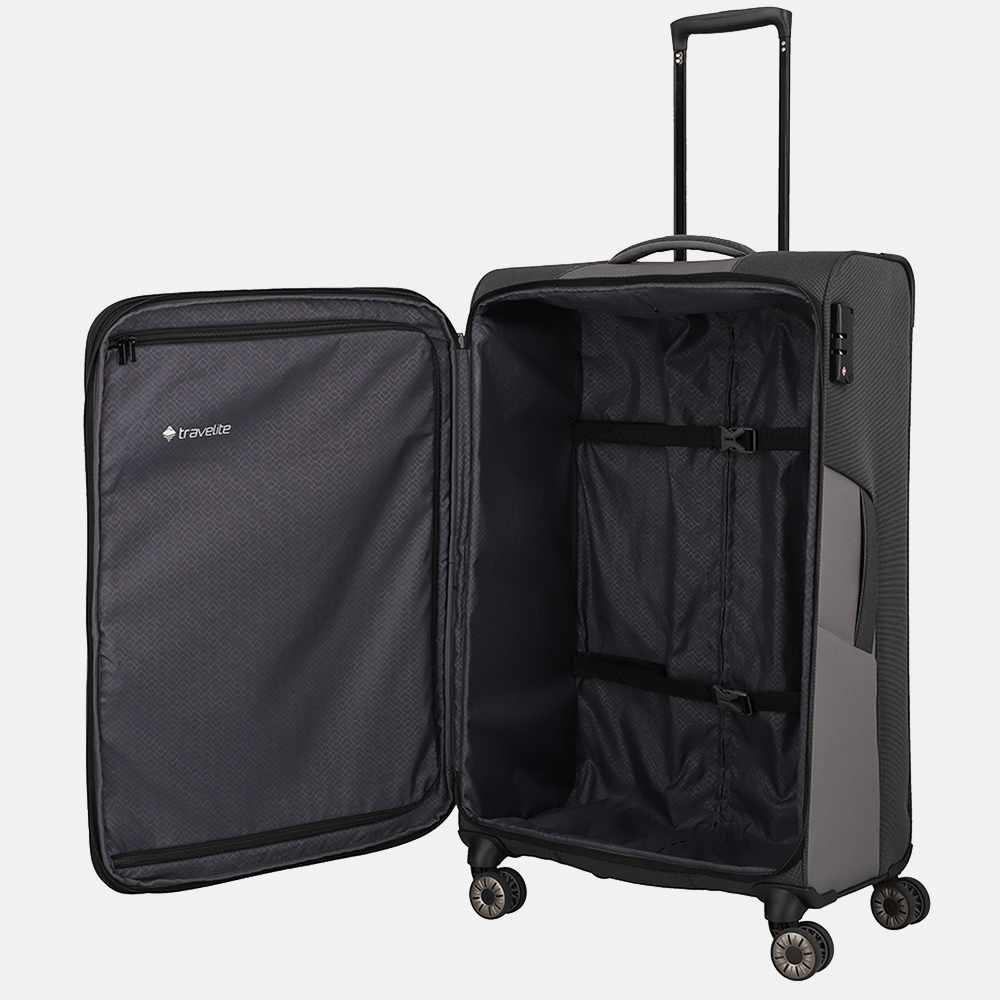 Travelite Viia koffer 77 cm anthracite bij Duifhuizen