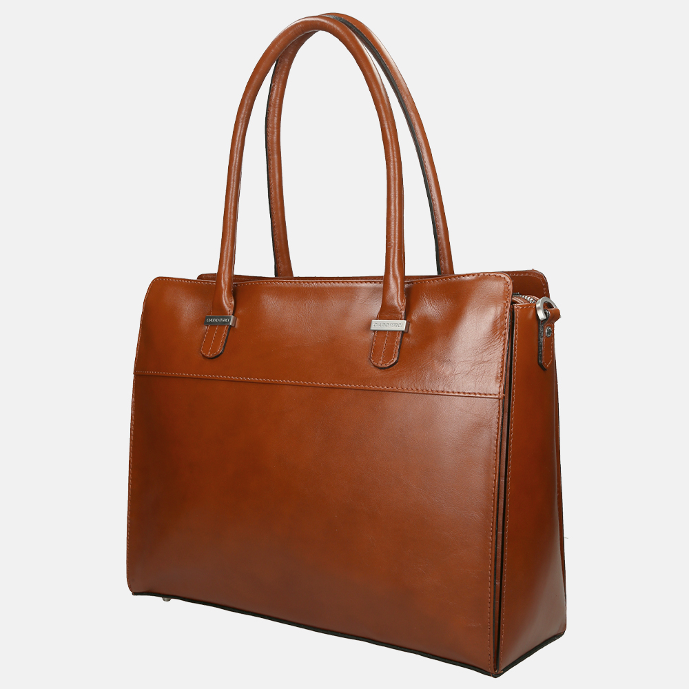 Claudio Ferrici Classico shopper 13.3 inch cuoio bij Duifhuizen