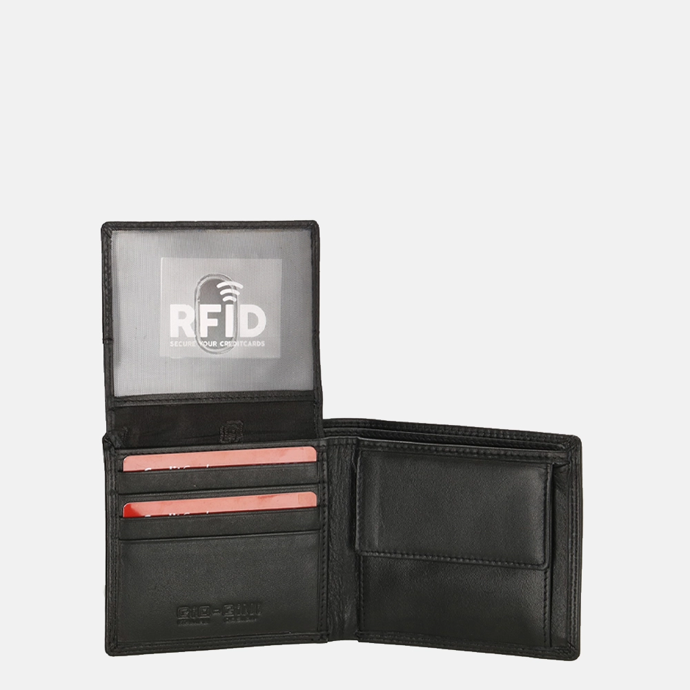 Gio Gini billfold black bij Duifhuizen