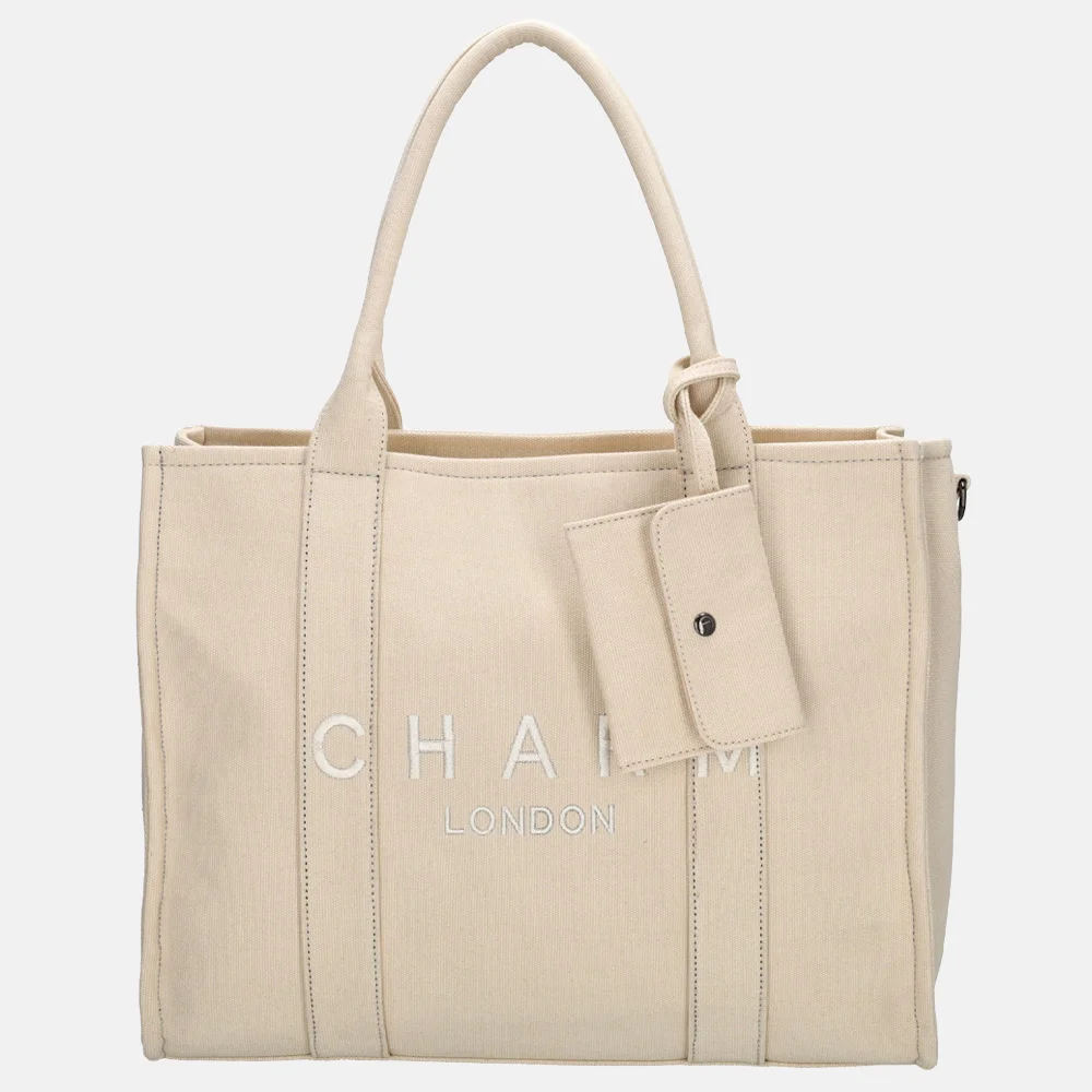 Charm London shopper/laptoptas 15 inch zand bij Duifhuizen