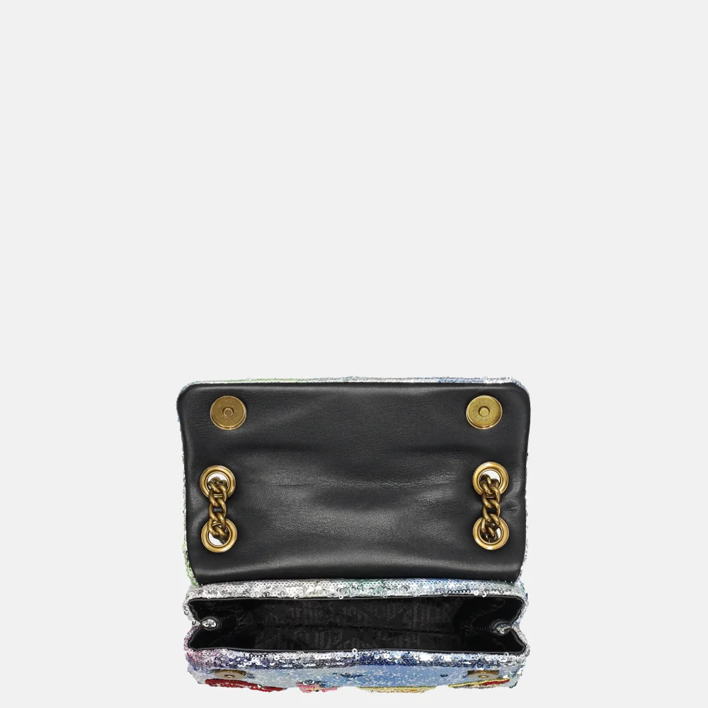 Kurt Geiger Kensington Sequin schoudertas mini patches silver bij Duifhuizen