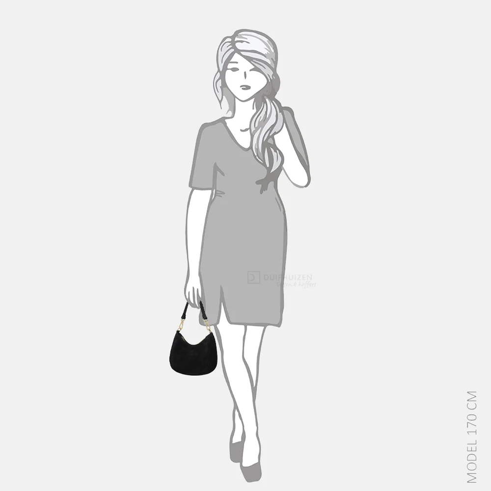 Charm London Mini schoudertas suede zwart bij Duifhuizen