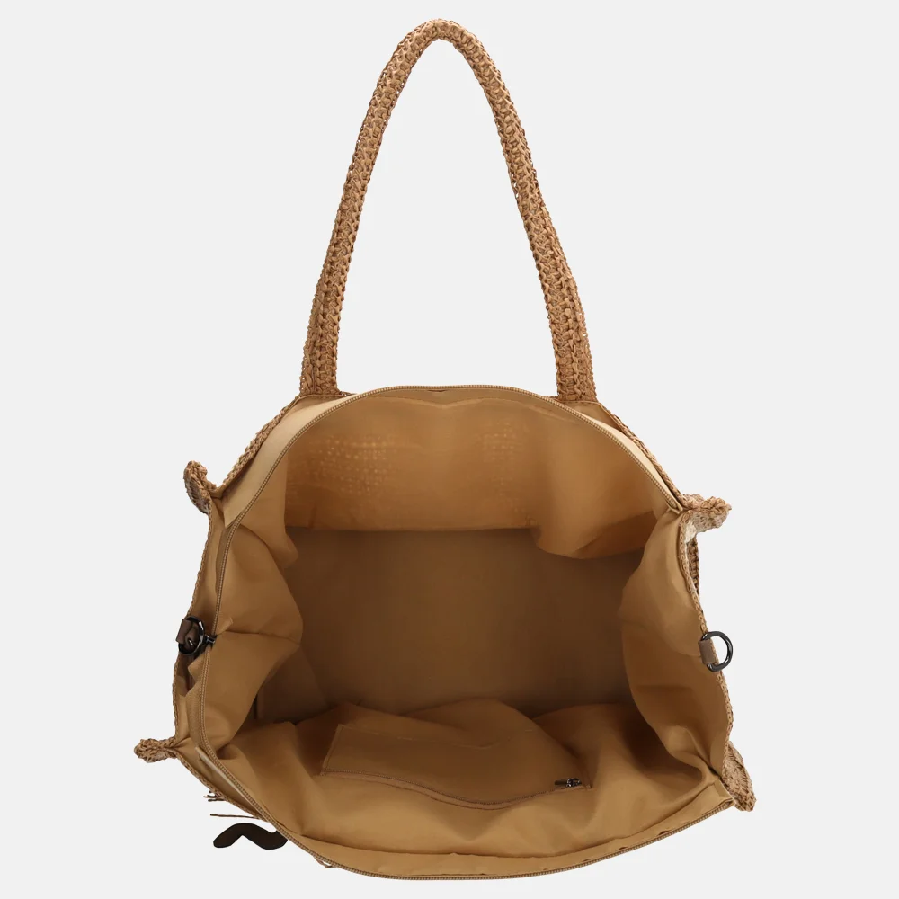 Zebra Trends Moana strandtas riet colorblock nature bij Duifhuizen