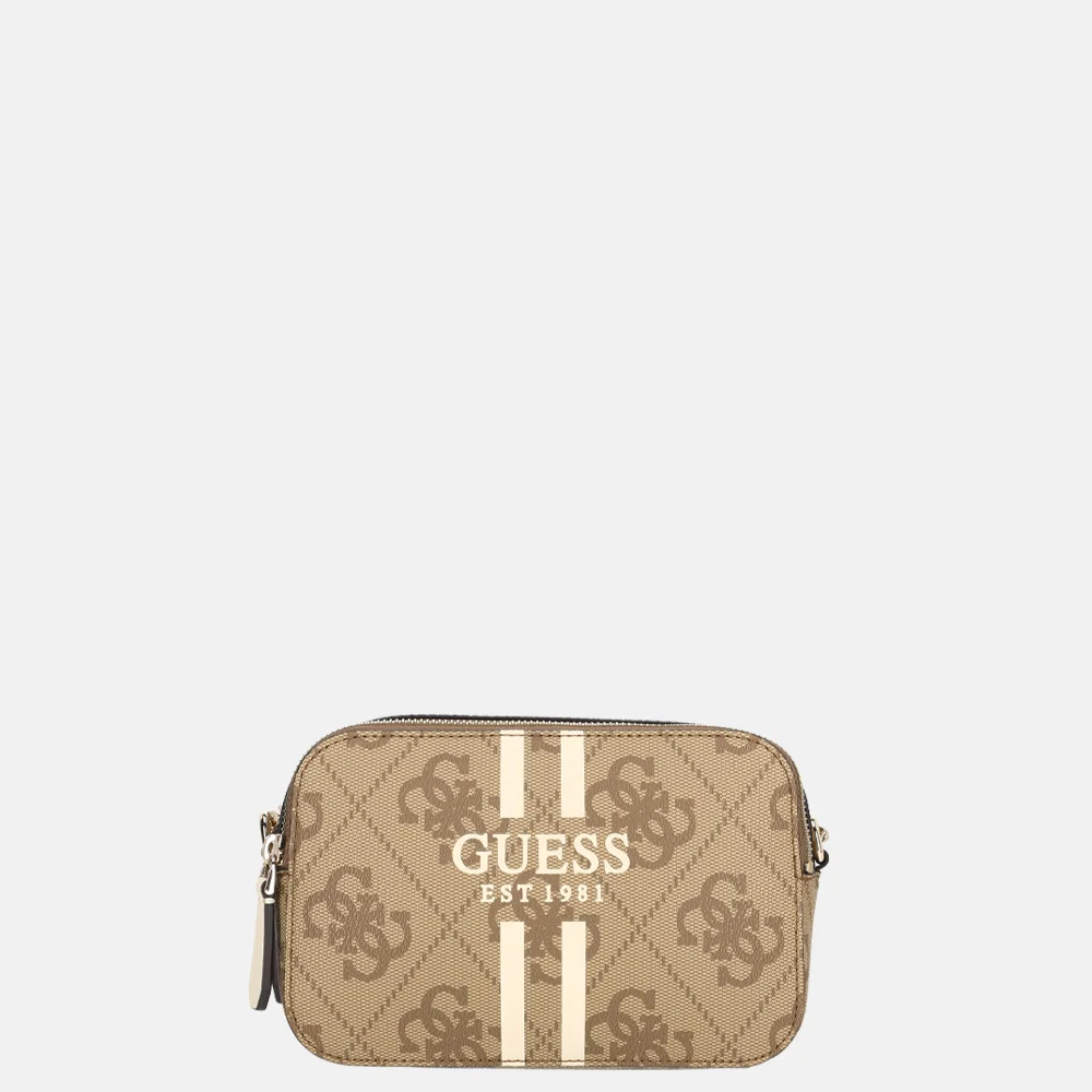 Guess Noelle II crossbody camera bag handtas latte logo bij Duifhuizen